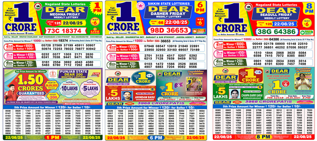 Lottery Sambad Today – 23.08.2025 Live Result at 1PM, 6PM & 8PM 2 Lottery Sambad Today 23.08.2025 – Live Result at 1PM, 6PM & 8PM