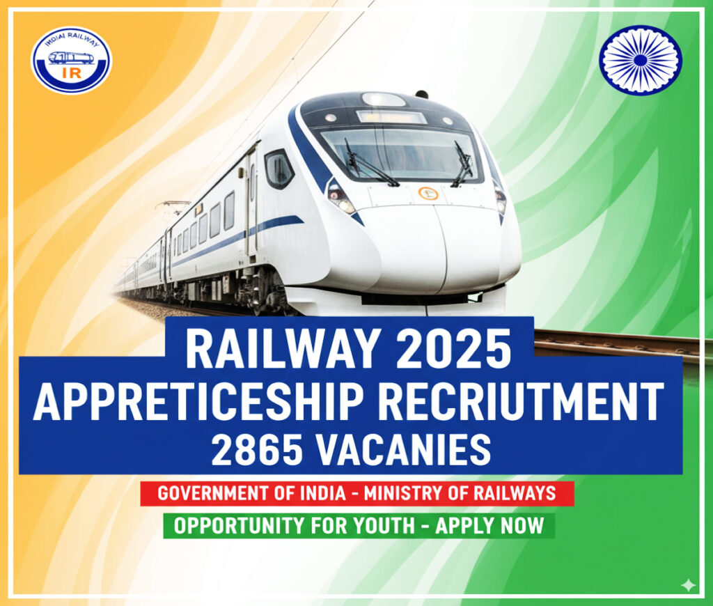 Railway 2025 Apprenticeship Recruitment - 2,865 पदों पर सीधी भर्ती, बिना परीक्षा मिलेगी 2 Railway 2025 Apprenticeship Recruitment