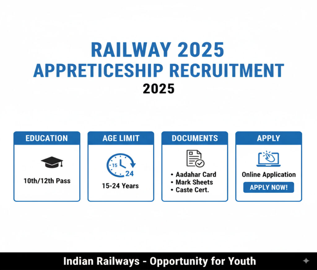 Railway 2025 Apprenticeship Recruitment - 2,865 पदों पर सीधी भर्ती, बिना परीक्षा मिलेगी 4 Railway 2025 Apprenticeship Recruitment