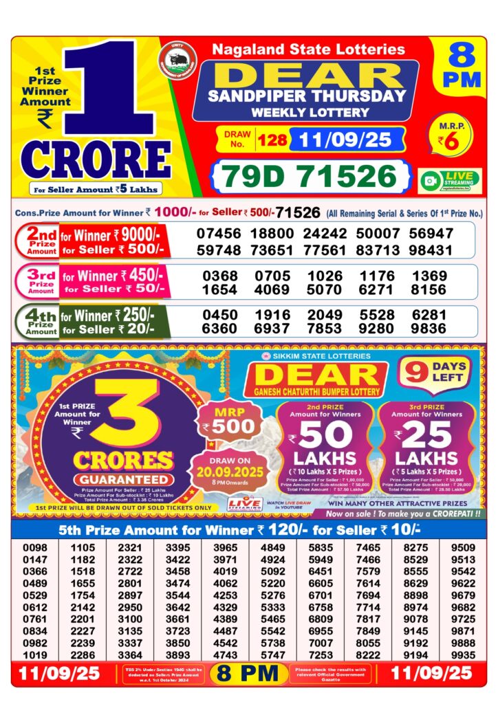 Nagaland State Lottery Result