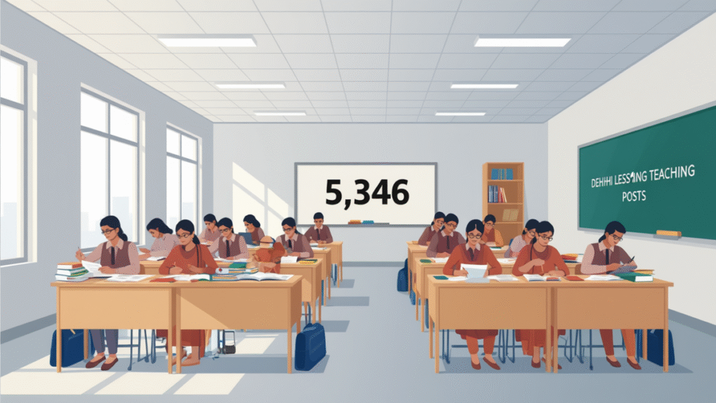 Massive Govt Jobs 2025—Apply Now For All Key Vacancies 3 Delhi teachers in classroom representing 5,346 teaching posts vacancy 2025
