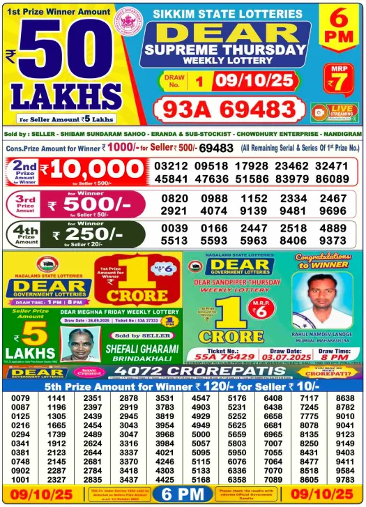 Lottery Sambad Today LIVE At 6 PM