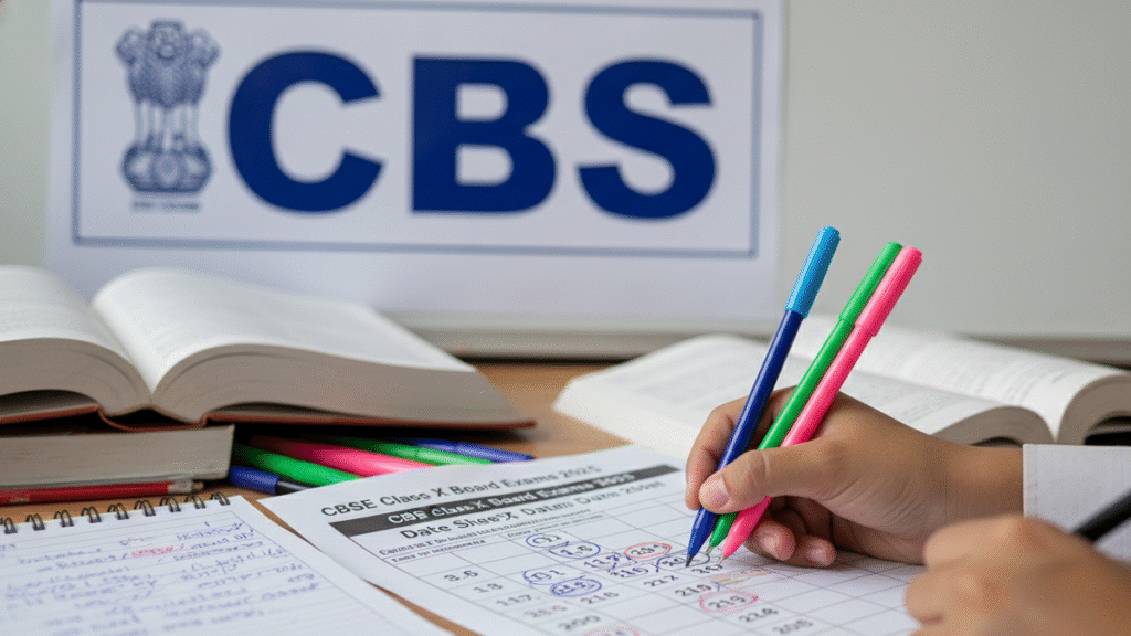 CBSE Board Exam 2025 - Date Sheet Class 10th Check Out 2 Student marking CBSE board exam 2025. dates on calendar for Class 10