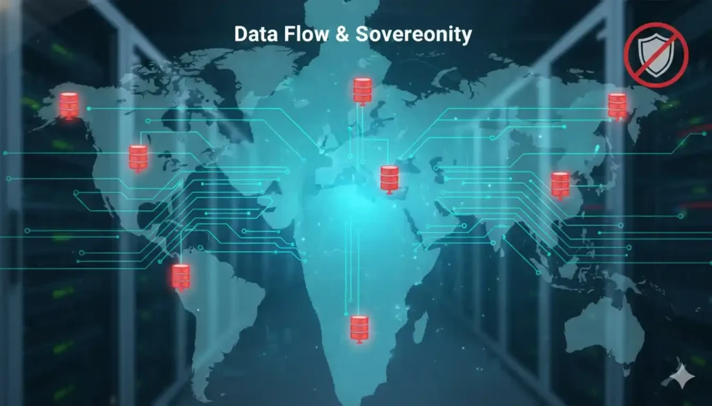 Unified Payments Interface (UPI): India’s Digital Revolution at a Crossroads 4 Unified Payments Interface map of data flow with foreign servers highlighted and sovereignty alert badge 2025.