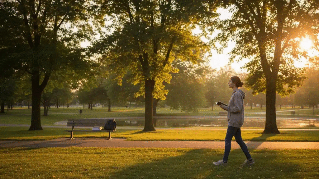 Nutritionists study tips for students to stay stress-free with a simple diet plan 4 Nutritionists study tips evening walk for students stress relief