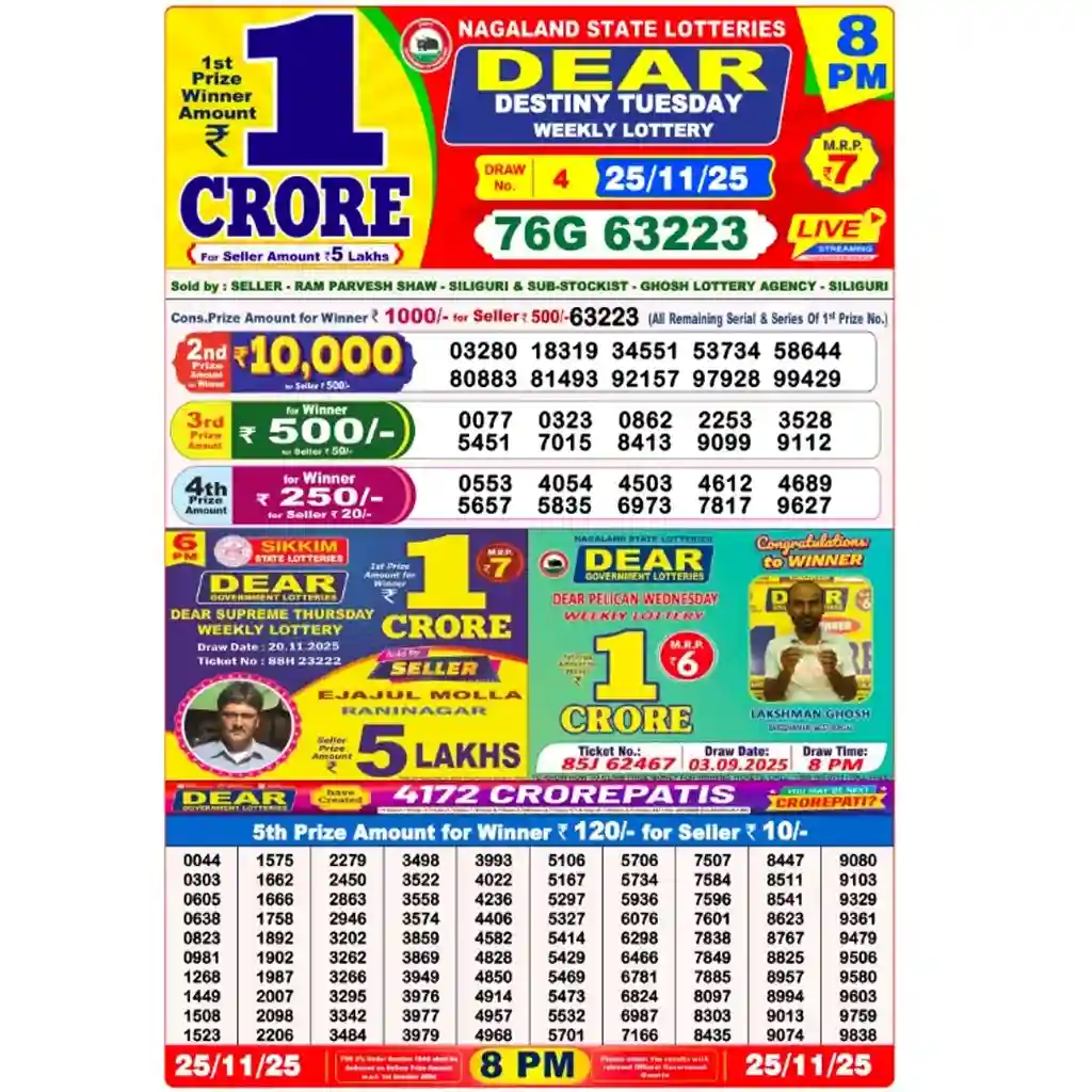 Nagaland State Lottery 25.11.25 At 8 PM