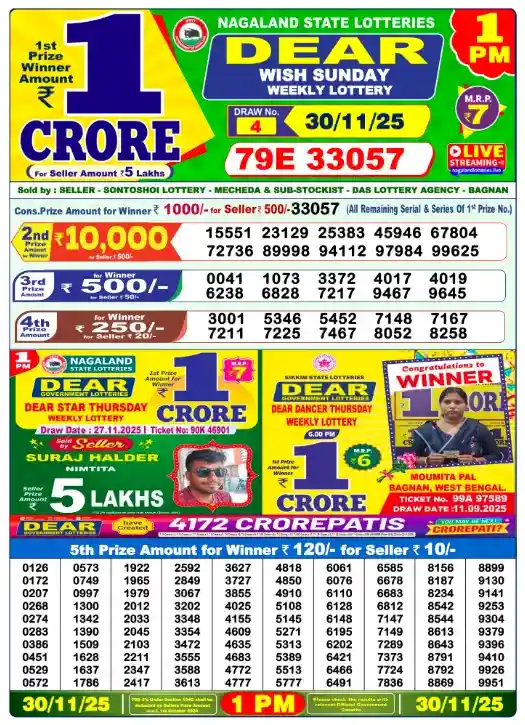 Lottery Sambad Today 30.11.25 At 1 PM
