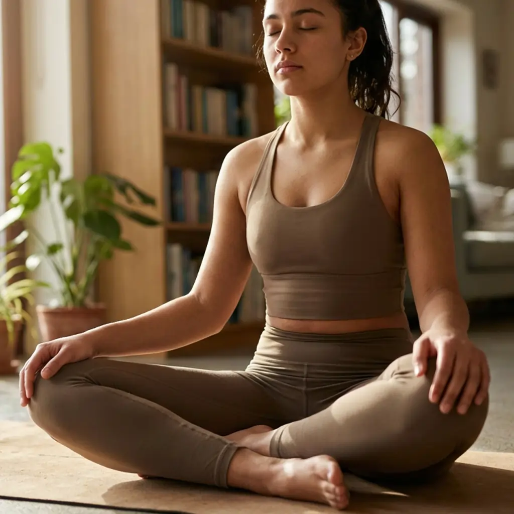 Yoga for Students: 5 Stress-Free Tips for Better Exam Results 2 Yoga for students – Performing pranayama to alleviate exam stress and enhance concentration.