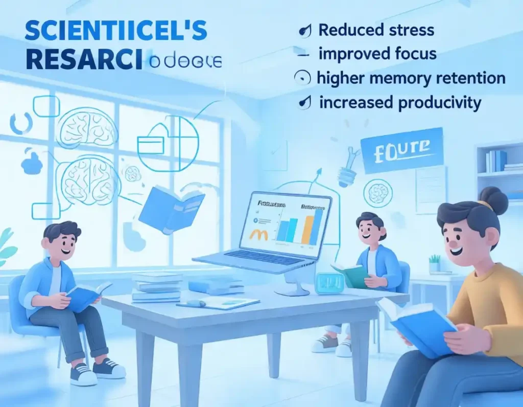 New Research: Students ke liye Stress-Free Study Tips Boost Productivity 4 New Research top benefits infographic image showing productivity boost