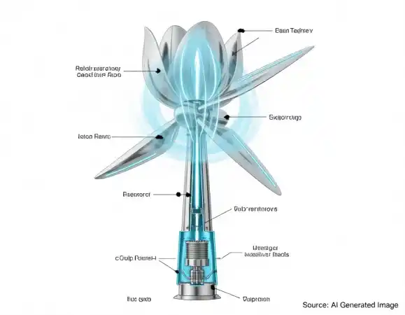 New Business Idea 2026: Tulip Turbine Technology Explained 2 New Business Idea 2026 cutaway view of Tulip Turbine showing rotating vertical blades and airflow system for continuous clean energy.