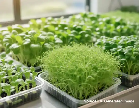 MicroGreens Business Idea In India as a Smart Indoor Farming Opportunity 4 icroGreens Business different microgreens varieties growing in indoor trays
