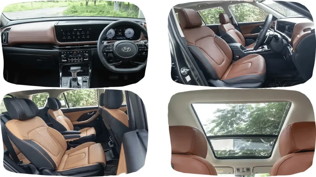Hyundai Alcazar Review: Features, Interior, Safety, Technology 3 Hyundai Alcazar Convenience and Technology, driver seat, back seat and roof