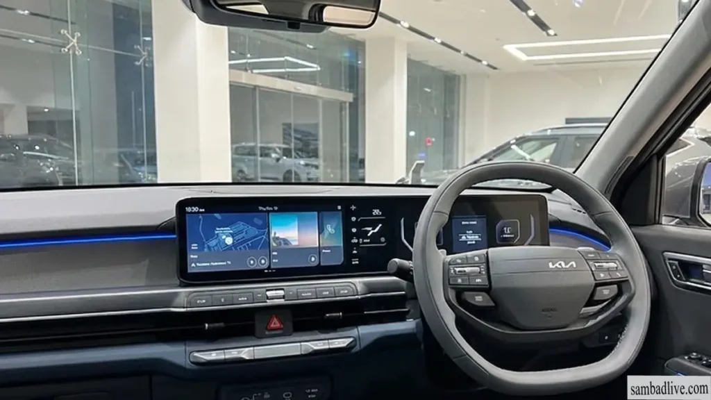 Kia Syros On Road Price in India Top Model Revealed 3 Kia Syros Inside, the cabin feels premium with dual 12.3-inch screens