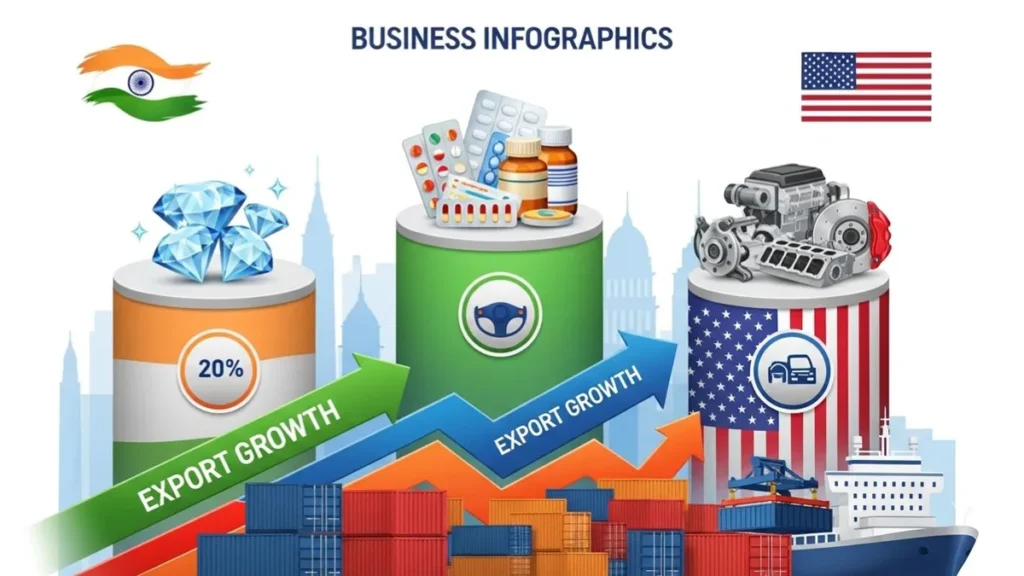 Indo-US Interim Trade: A Key Step Forward for World Trade 3 Diamonds, pharma, auto parts, export growth, MSMEs.